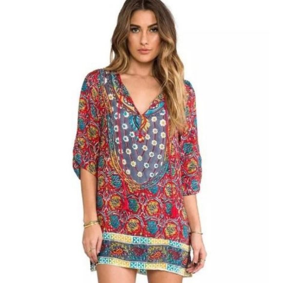 URBAN COCO Boho Dress Tunic Cover-Up Women's Sz L - Picture 1 of 10